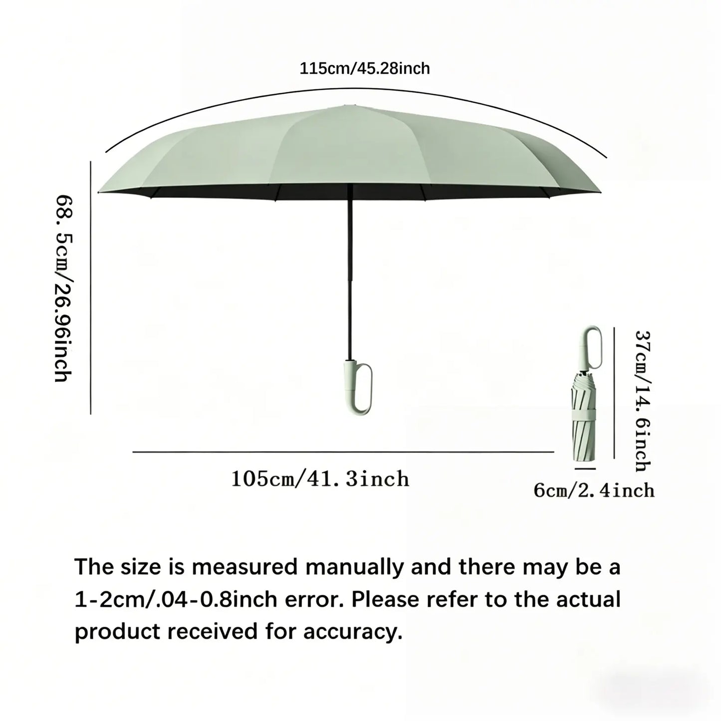 Green Foldable Rainproof Automatic Umbrella, 1 Count Compact Ring-Buckle Windproof Reinforced Pocket Umbrella for Women, Durable Sun-Protection UV Umbrella, Suitable for Rainy Days and Outdoor Use, Wind Resistant Umbrella, Portable Folding Umbrella