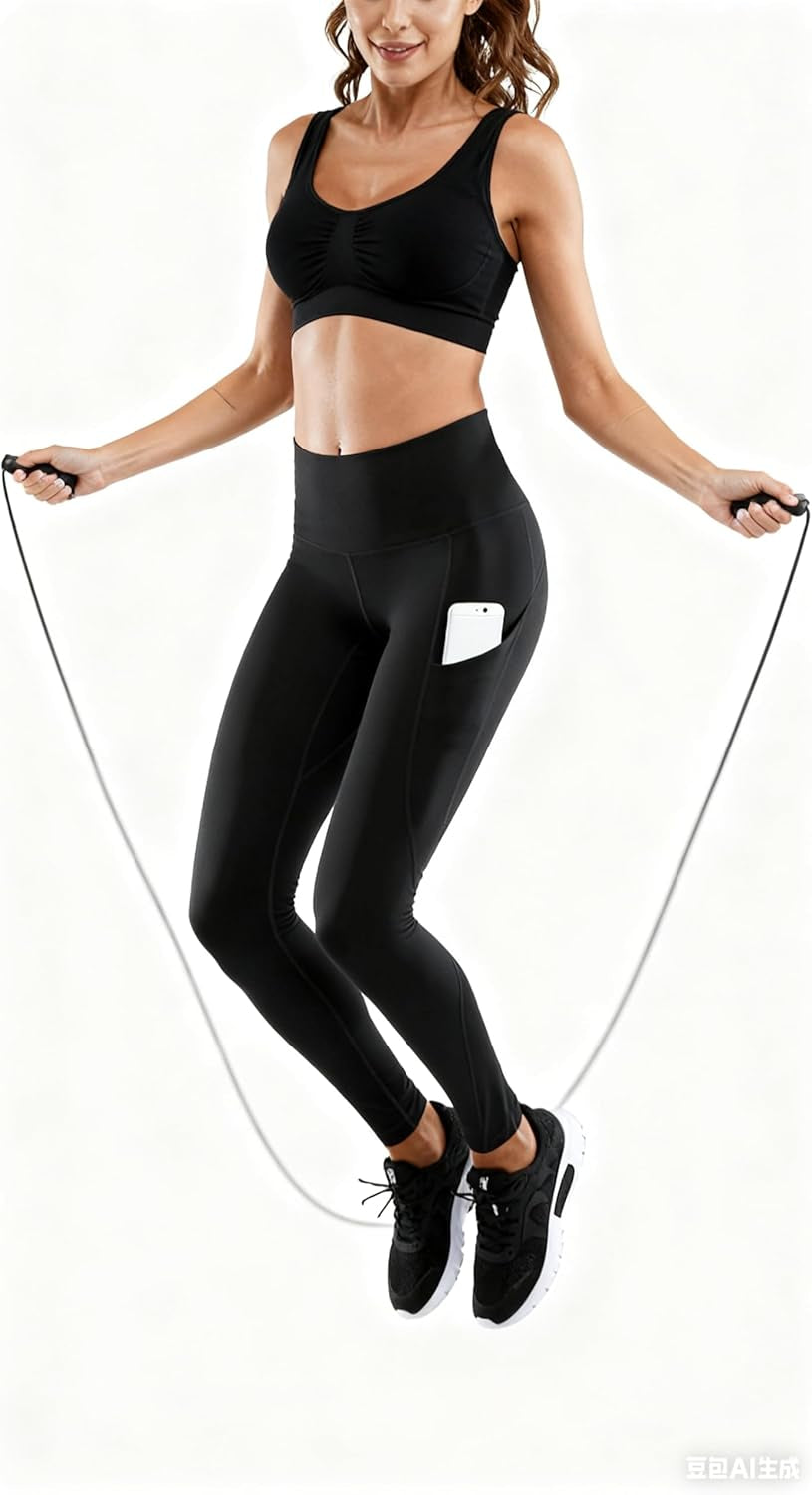 High Waist Yoga Pants - Yoga Pants with Pockets Tummy Control, 4 Ways Stretch Workout Running Yoga Leggings