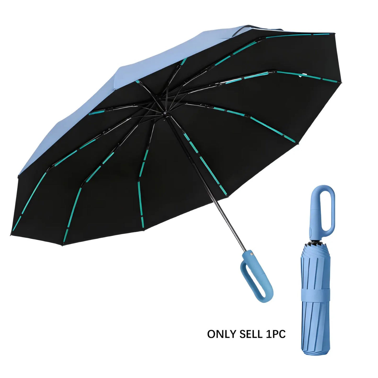 Green Foldable Rainproof Automatic Umbrella, 1 Count Compact Ring-Buckle Windproof Reinforced Pocket Umbrella for Women, Durable Sun-Protection UV Umbrella, Suitable for Rainy Days and Outdoor Use, Wind Resistant Umbrella, Portable Folding Umbrella