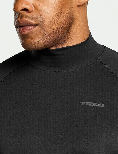 Men'S UPF 50+ Mock Long Sleeve Compression Shirts, Athletic Workout Shirt, Base Layer for Water Sports