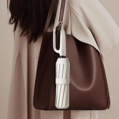 Green Foldable Rainproof Automatic Umbrella, 1 Count Compact Ring-Buckle Windproof Reinforced Pocket Umbrella for Women, Durable Sun-Protection UV Umbrella, Suitable for Rainy Days and Outdoor Use, Wind Resistant Umbrella, Portable Folding Umbrella