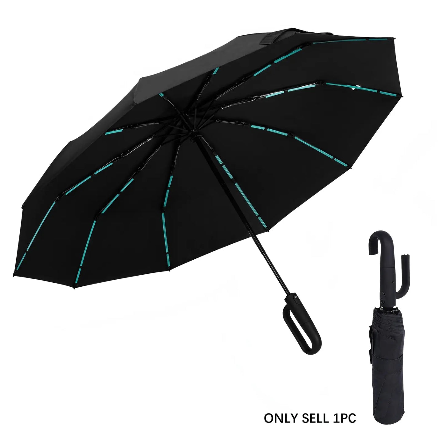 Green Foldable Rainproof Automatic Umbrella, 1 Count Compact Ring-Buckle Windproof Reinforced Pocket Umbrella for Women, Durable Sun-Protection UV Umbrella, Suitable for Rainy Days and Outdoor Use, Wind Resistant Umbrella, Portable Folding Umbrella