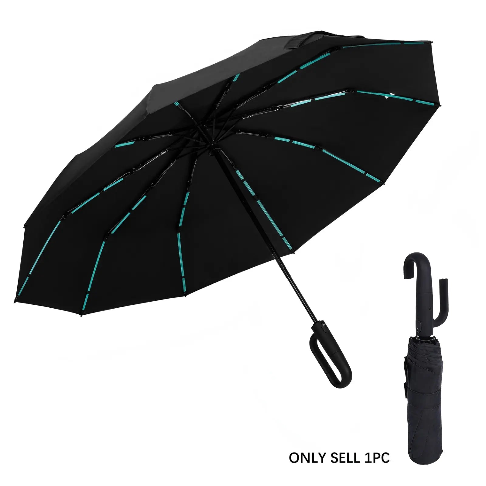 Green Foldable Rainproof Automatic Umbrella, 1 Count Compact Ring-Buckle Windproof Reinforced Pocket Umbrella for Women, Durable Sun-Protection UV Umbrella, Suitable for Rainy Days and Outdoor Use, Wind Resistant Umbrella, Portable Folding Umbrella